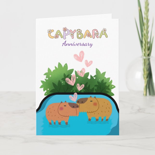 Tarjeta Para el aniversario del marido Par de Capybara Nad (Anverso)