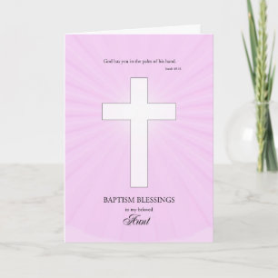 Tarjeta Para el bautismo de tía, cruz brillante