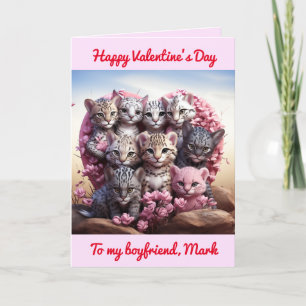Tarjeta para el corazón gatito del novio Valentine