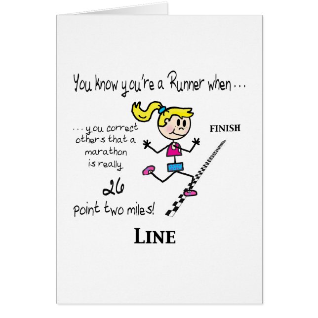 Tarjeta para el corredor de maratón (Frente)