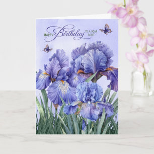 Tarjeta Para el cumpleaños de la tía Iris púrpura con mari