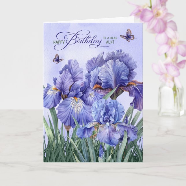 Tarjeta Para el cumpleaños de la tía Iris púrpura con mari (Orquídea)