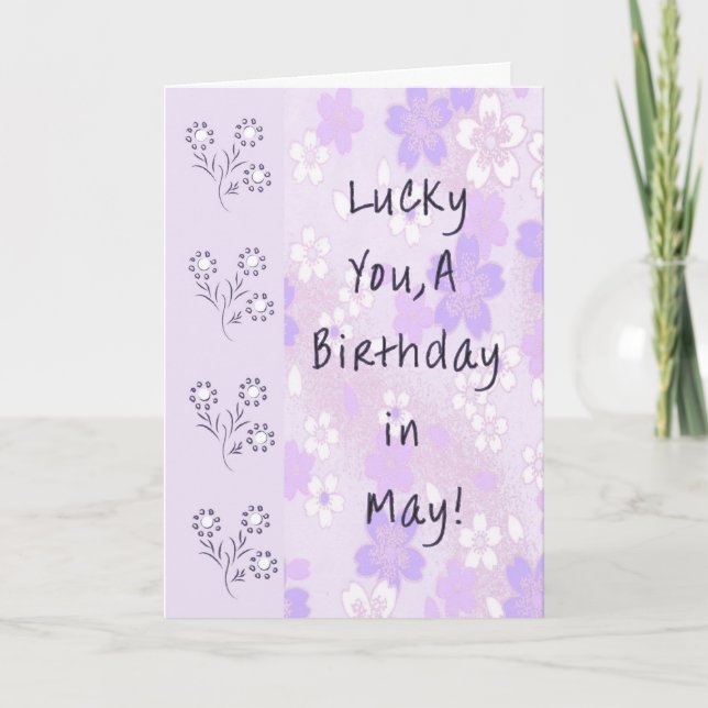 Tarjeta para el cumpleaños de mayo en Lavender (Anverso)