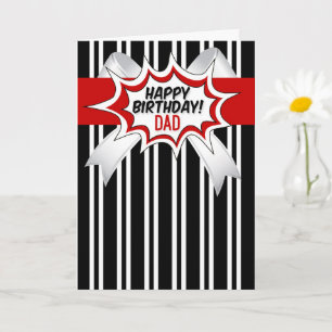 Tarjeta para el cumpleaños de papá con estilo de cómic roj