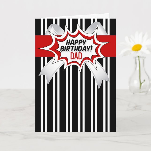 Tarjeta para el cumpleaños de papá con estilo de cómic roj (Planta pequeña)