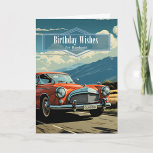 Tarjeta para el cumpleaños del marido Colores retro y tema