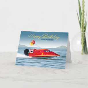 Tarjeta Para el cumpleaños número 40 de papá en un barco d