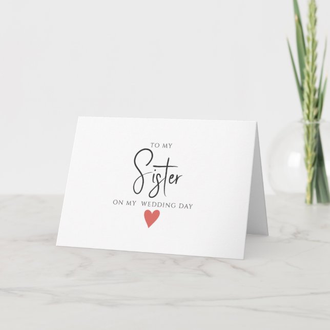 Tarjeta para el Día de la Boda MODERNA a la herman (Anverso)