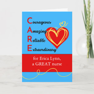 Tarjeta Para el Día de la Enfermera con CUIDADO y Corazón