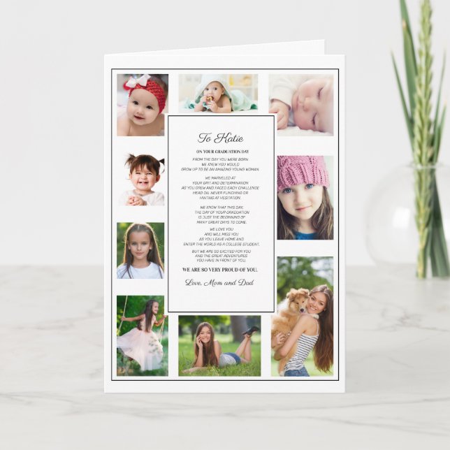 Tarjeta Para el Día de la Graduación de Hijas Moderno Blan (Anverso)