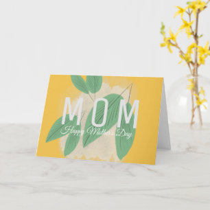 Tarjeta para el día de la madre amarilla con hoja 