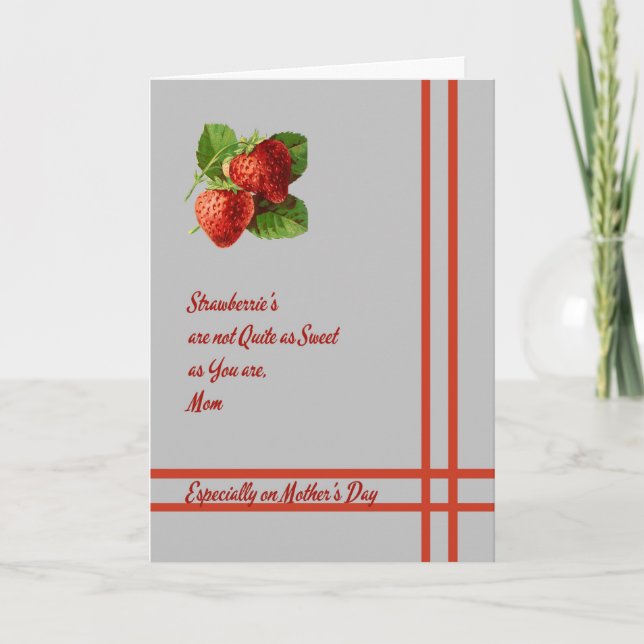 Tarjeta para el día de la madre con fresas (Anverso)