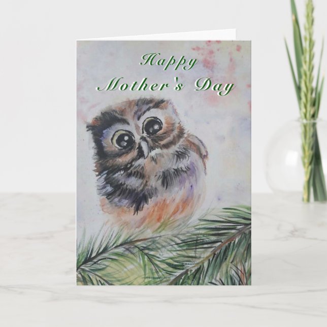 Tarjeta para el día de la madre de búho bebé (Anverso)