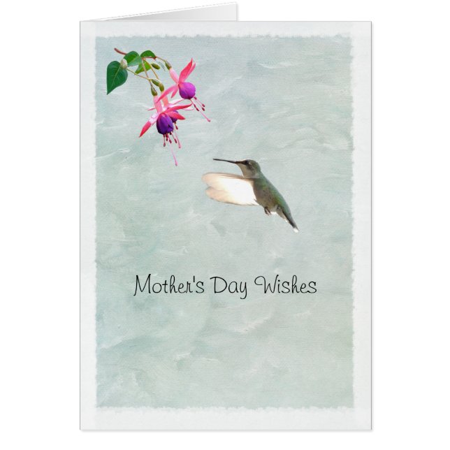 Tarjeta para el Día de la Madre de Hummingbird y F (Frente)