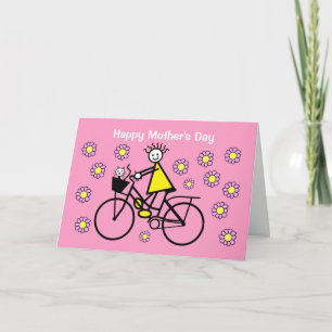 Tarjeta para el día de la madre en bicicleta y Bon