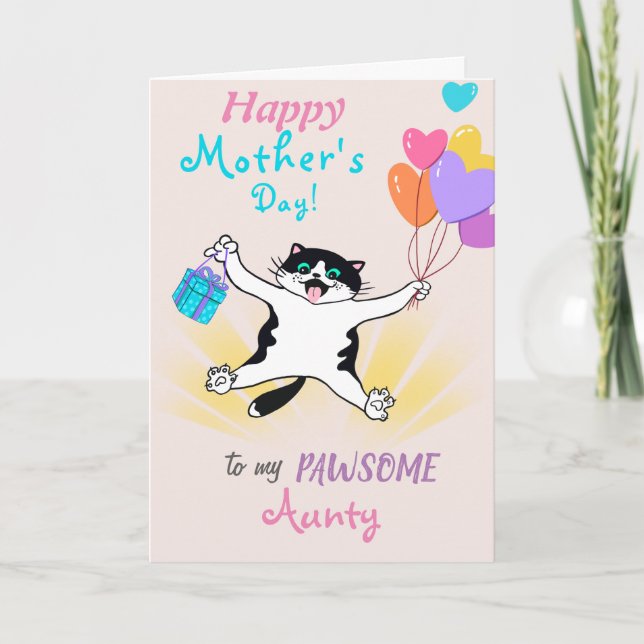 Tarjeta Para el Día de la Madre Tía Gatito Bonito Personal (Anverso)
