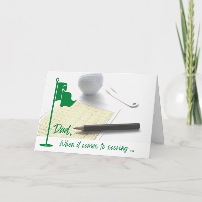 Tarjeta para el día del padre con temas de golf de (Anverso)