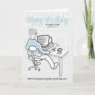 Tarjeta para el jefe de cómico informático Birthday