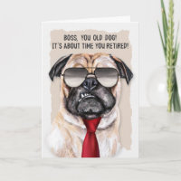 para el retiro del jefe Funny Pug Dog Red Necktie