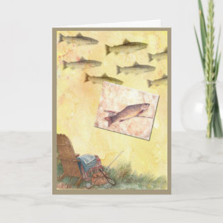 TARJETA PARA EL SALUDO DE LA PESCA DE LA TRUCHA DE LOS