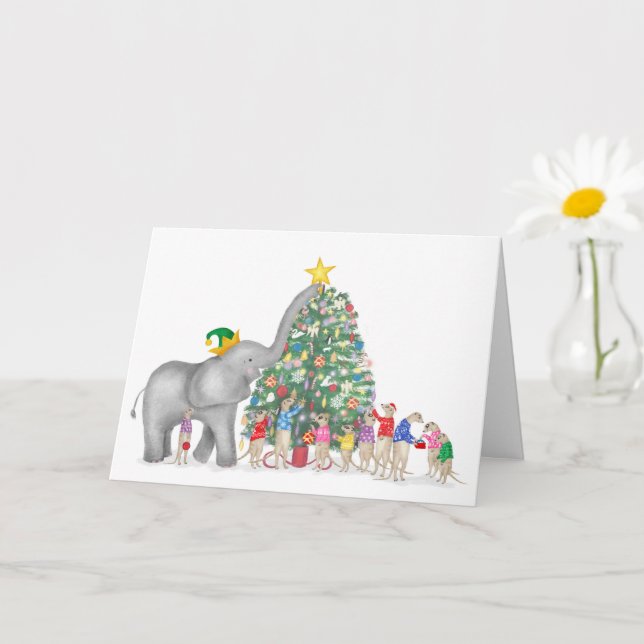 Tarjeta para elefantes y Navidades de meerkats (Planta pequeña)