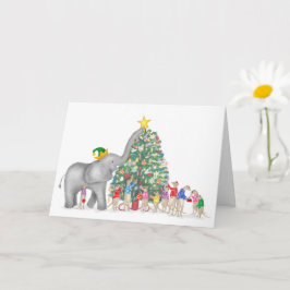 Tarjeta para elefantes y Navidades de meerkats