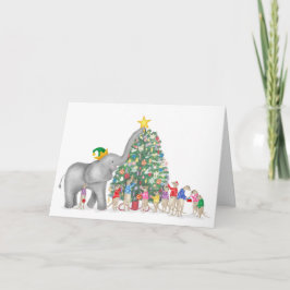 Tarjeta para elefantes y Navidades de meerkats