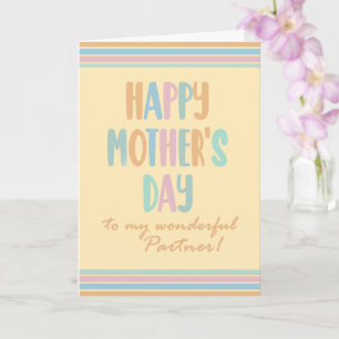 Tarjeta Para franjas de Día de la Madre y tipografía de so