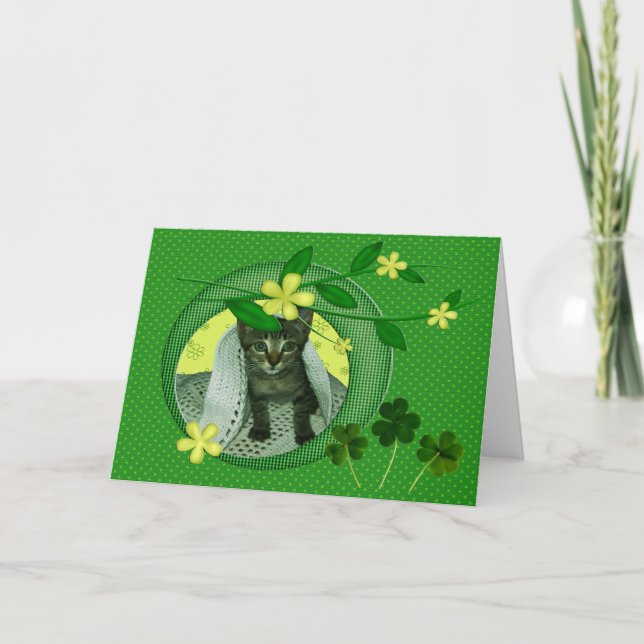 Tarjeta para gatitos, flores, rocas de champú y pu (Anverso)