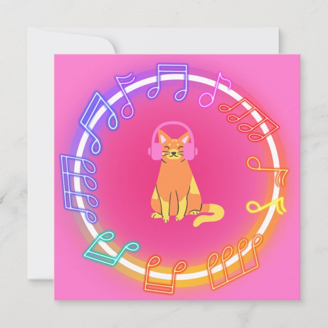 Tarjeta para gato de música neonesa (Anverso)