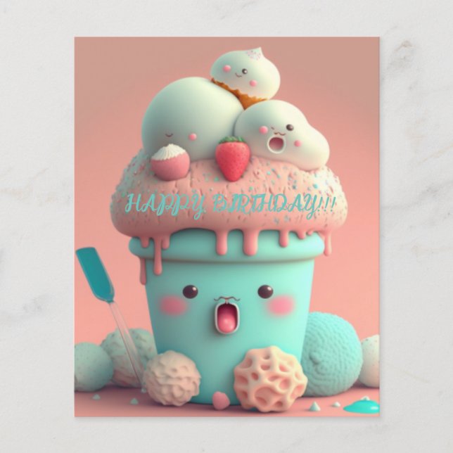 Tarjeta para helados Kawaii (Anverso)