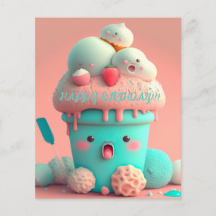 Tarjeta para helados Kawaii