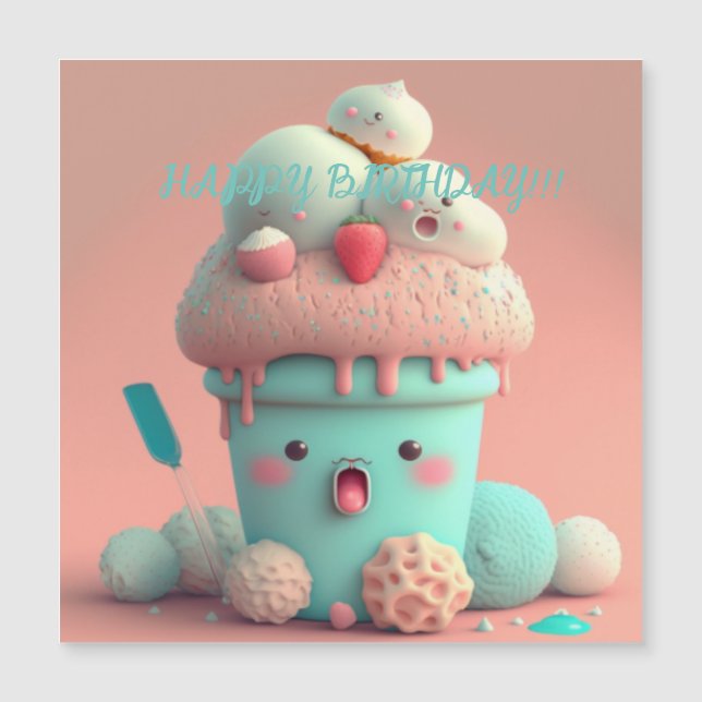 Tarjeta para helados Kawaii (Anverso)