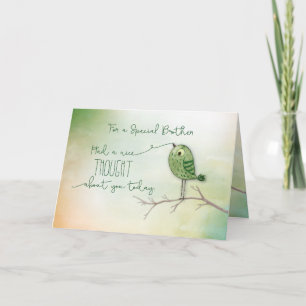 Tarjeta Para Hermano Pájaro en Rama Lindo pensamiento tuyo