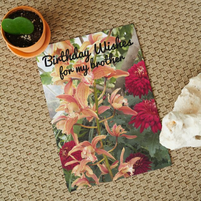 Tarjeta Para Hermanos Orquídeas y Mamáes Rojas Cumpleaños  (In Situ)