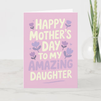 Tarjeta Para Hija Feliz Día de la Madre Flores Moradas