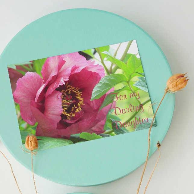 Tarjeta Para hija peonía floral roja día de la madre (In Situ)