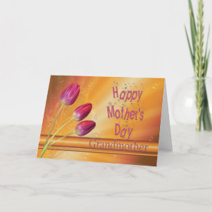 Tarjeta Para la abuela, el día de la madre, tulipanes