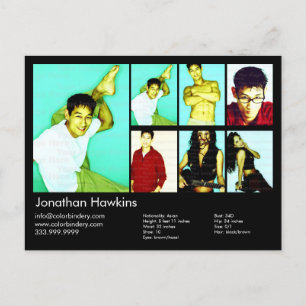 Tarjeta para la cabeza negra del actor/modelo