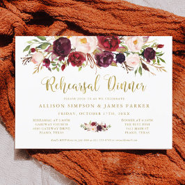 Tarjeta para la cena de ensayo de oro de otoño de 