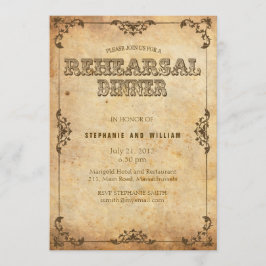Tarjeta para la cena de ensayo floral marrón vinta