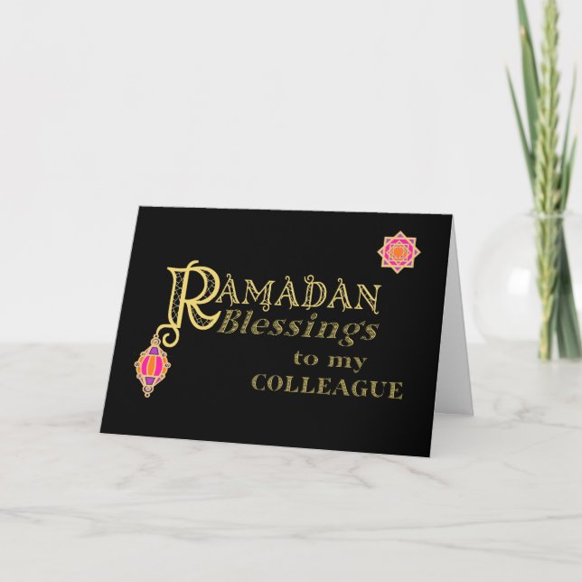 Tarjeta Para la compañera Ramadán bendice oro a negro (Anverso)