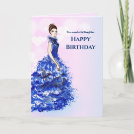Tarjeta Para la hija en el cumpleaños, diseño de vestido a