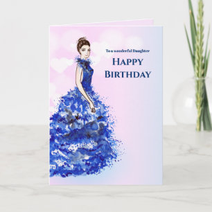 Tarjeta Para la hija en el cumpleaños, diseño de vestido a