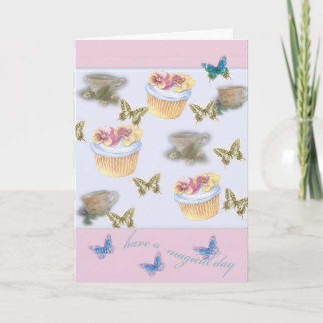 Tarjeta para la mariposa dulce de la taza de té de la (Anverso)