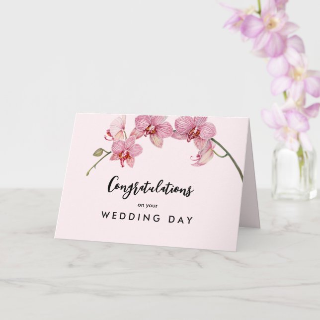 Tarjeta Para la pareja en el día de la boda acuarela Flore (Orquídea)