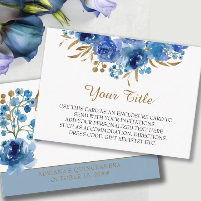 Tarjeta para la recepción de Rosa azul y hoja de o (Subido por el creador)