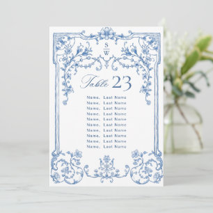 Tarjeta para la tabla de asientos azul Boda victor