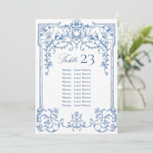 Tarjeta para la tabla de asientos azul Boda victor