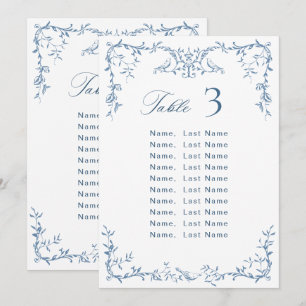 Tarjeta para la tabla de asientos del Boda azul or